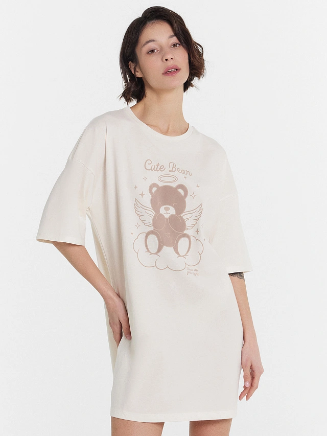 Туника домашняя женская кремовая с принтом "cute bear", Молочный +печать, 24-30471ПП-5
Туника домашняя женская кремовая с принтом "cute bear", Молочный +печать, 24-30471ПП-5