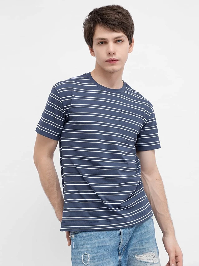 

Футболка мужская, Белая полоска на синем, 19-1254-11п