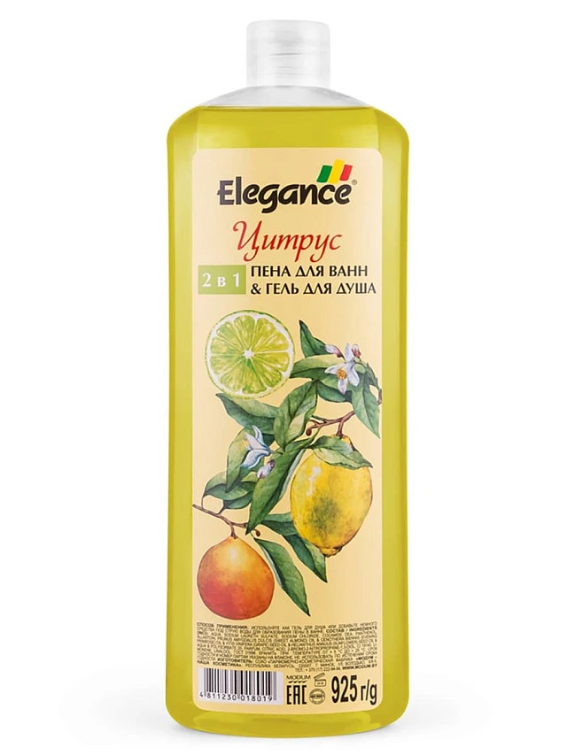 Пена для ванн & Гель для душа 2 в 1 Цитрус ELEGANCE 925 г - 1