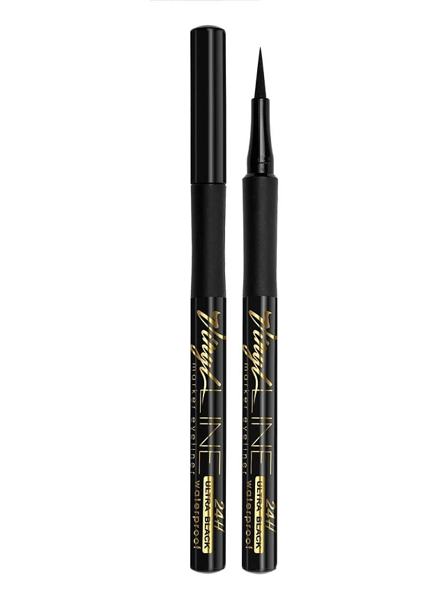 Подводка-фломастер для глаз LUXVISAGE VINYL LINE ultra black 24H waterproof, черная - 1