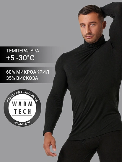 картинка Лонгслив "термо" с воротником-стойкой в черном цвете от магазина мужской одежды Mark Formelle