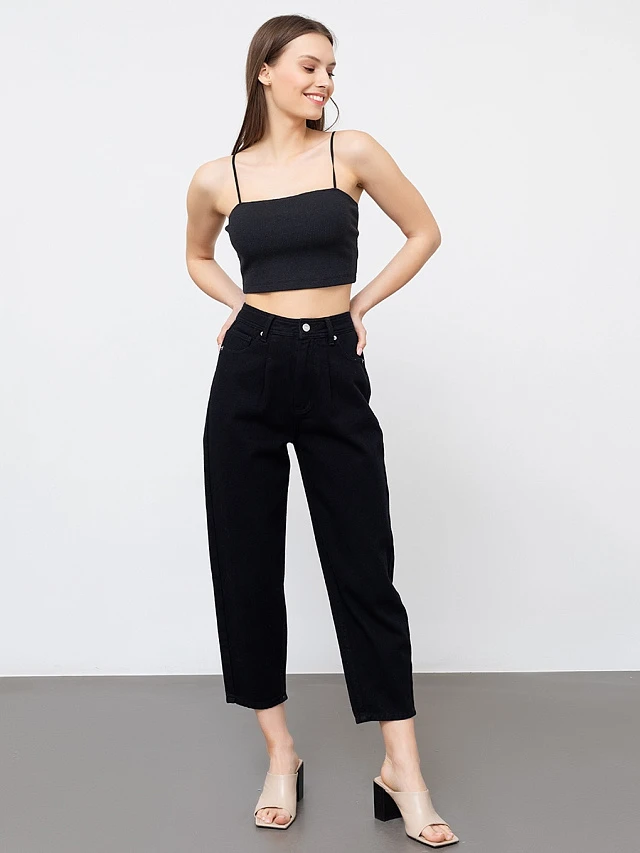 

Джинсы женские slouchy, Черный, 2022-DTW1102