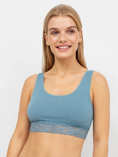 картинка Бюстье женское в рубчик в оттенке арктика от магазина стильной одежды Mark Formelle