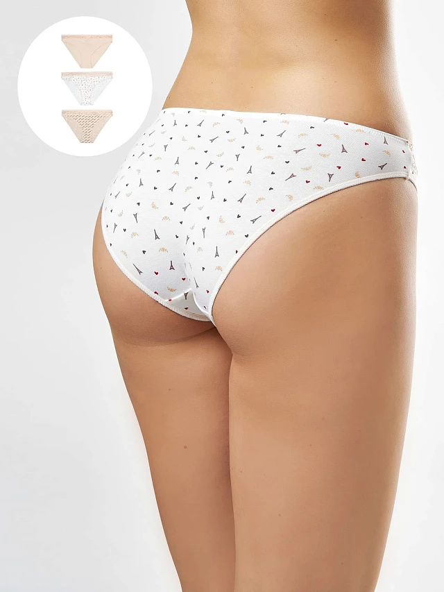 

Мультипак хлопковых слип бикини (3 шт.) в разных цветах, Башни на молочном, 22/55.8-20513Ц-16