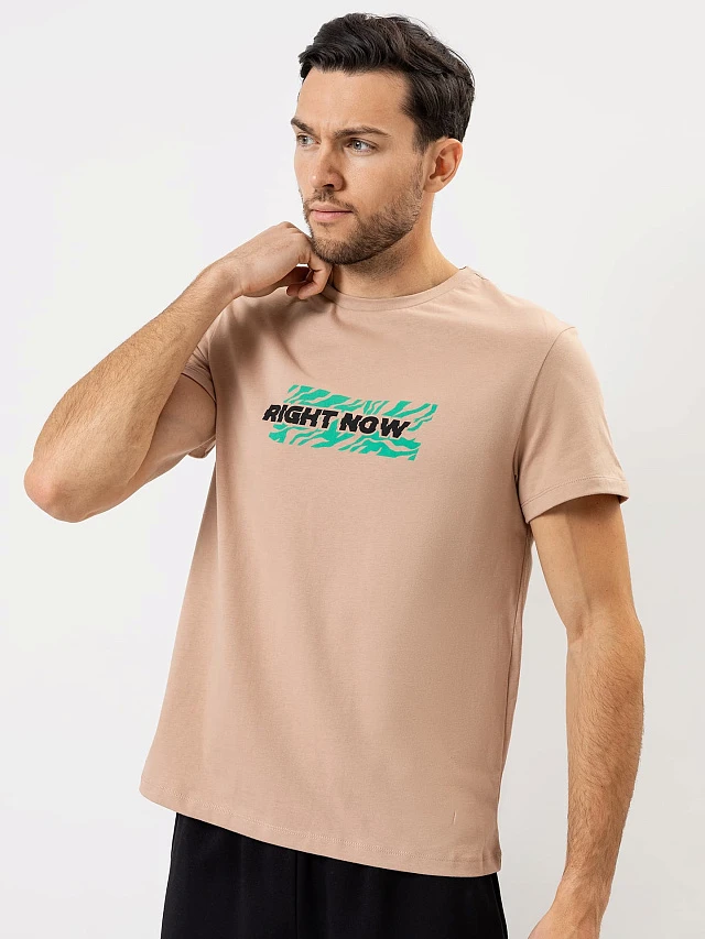 

Футболка мужская кофейная однотонная с печатью, Кофейный +печать, 22/2824П-0