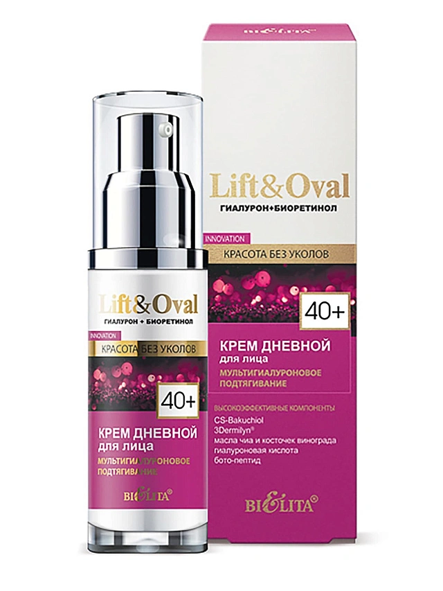 Lift&Oval 40+.Проколлаген+Биоретинол Крем дневной д/лица "Мультигиалуроновое подтягивание" 50 мл - 1