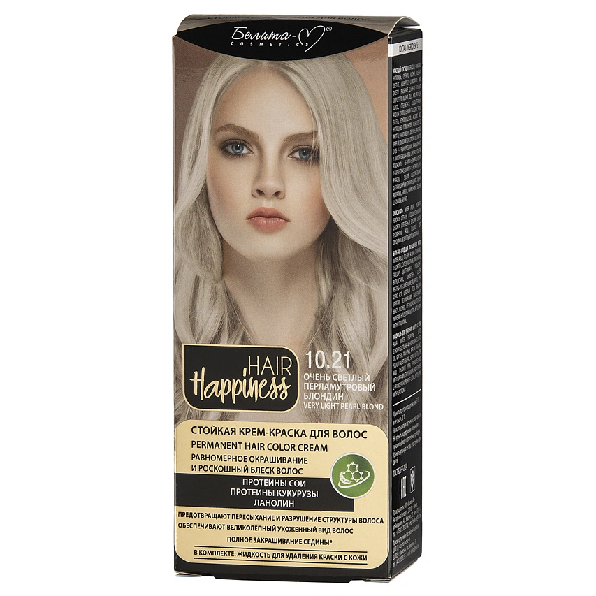 Hair Happiness Стойкая крем-краска д/волос тон №10.21 Оч.свет.перлам.блон. - 1