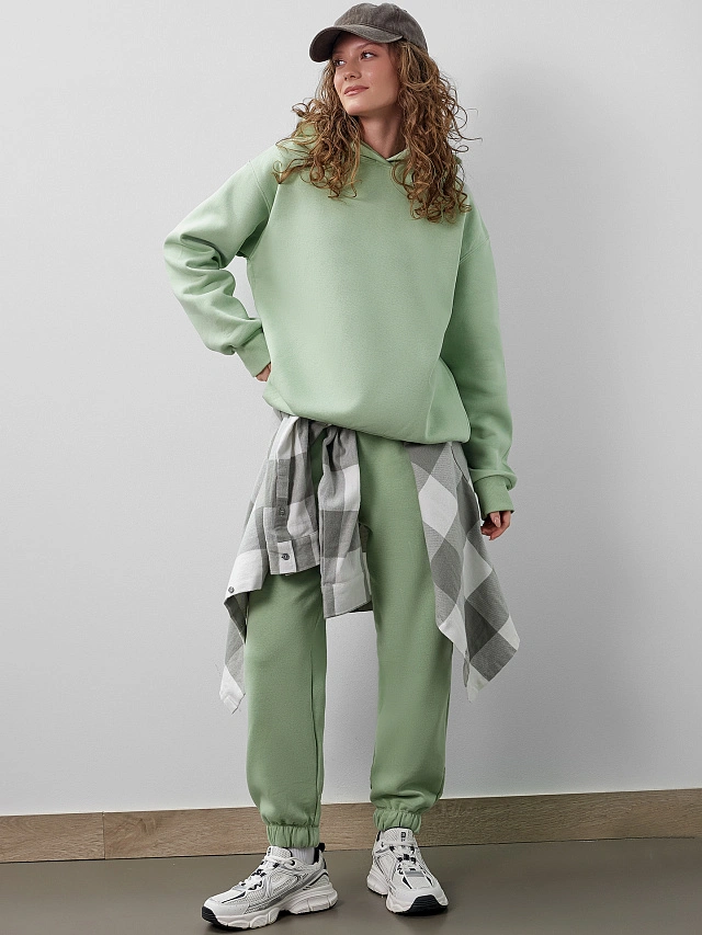 Брюки женские в туманно-зеленом оттенке - 9