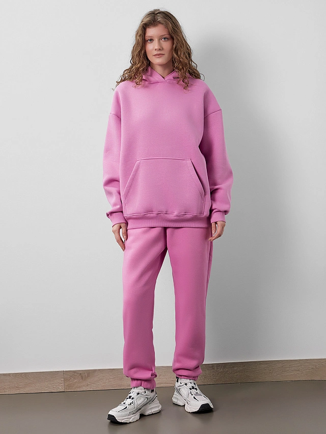 Теплые брюки женские розовые с начесом - 7