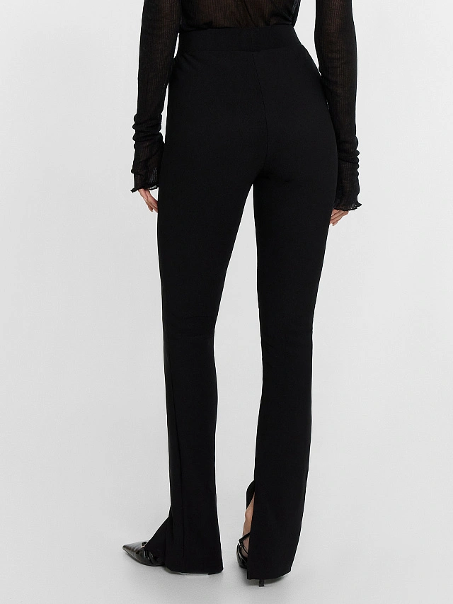 Брюки женские клеш с разрезами черные - 4