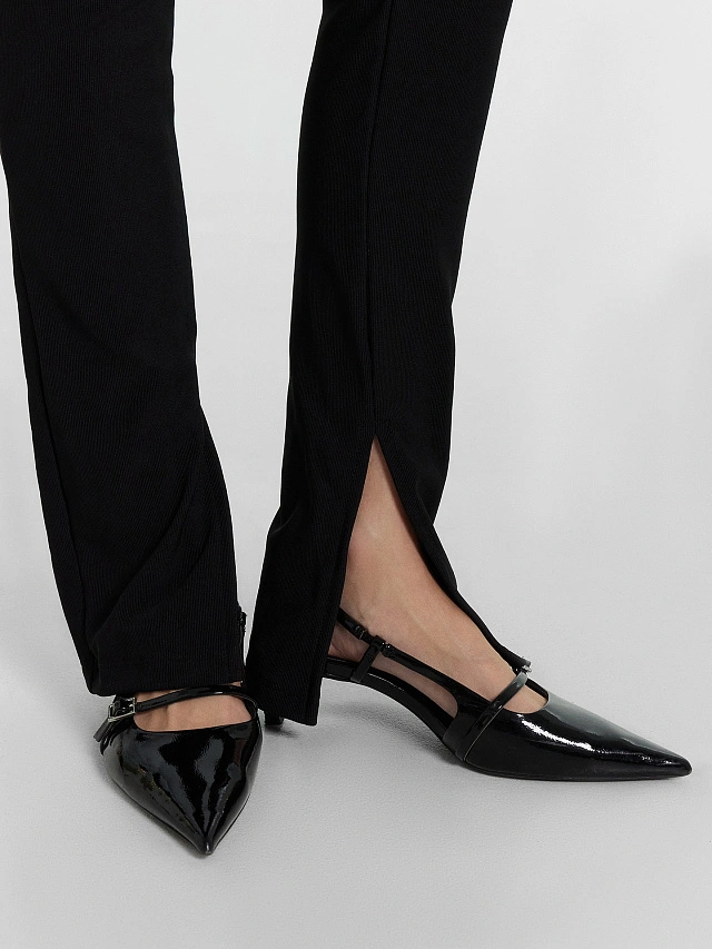 Брюки женские клеш с разрезами черные - 6