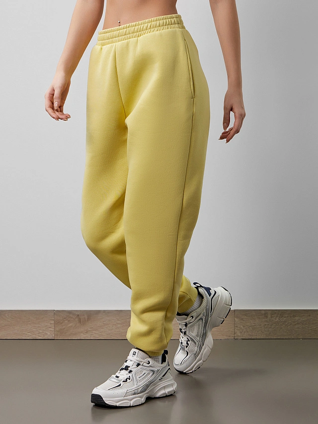 Теплые брюки женские желтые - 4