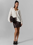 Юбка женская мини шоколадно-коричневая из экокожи