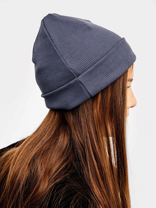 Шапка детская бини для девочек серая - 3