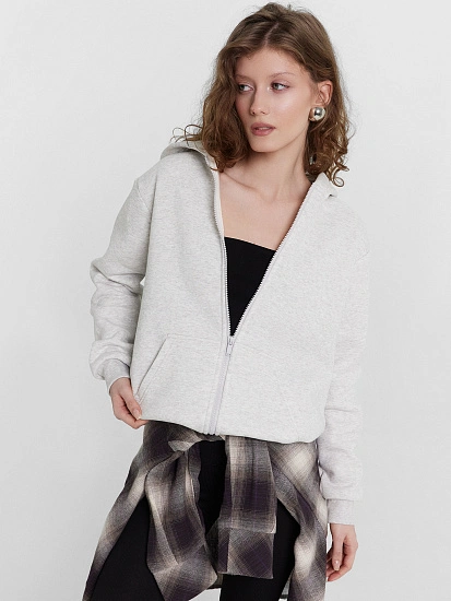 картинка Теплая толстовка женская серая с начесом от магазина стильной одежды Mark Formelle