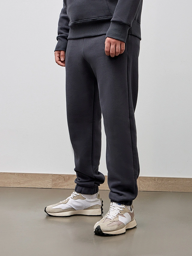 Теплый комплект мужской серый из футера с начесом - 6