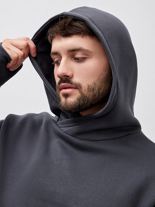 Теплый комплект мужской серый из футера с начесом - 7