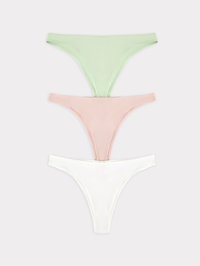 Трусы женские бразилиана мультипак (3 шт.) в сумрачно-белом цвете - 7
