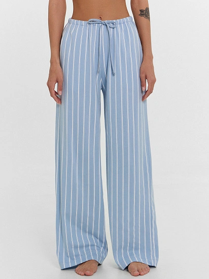 картинка Брюки домашние женские голубые в полоску от магазина стильной одежды Mark Formelle