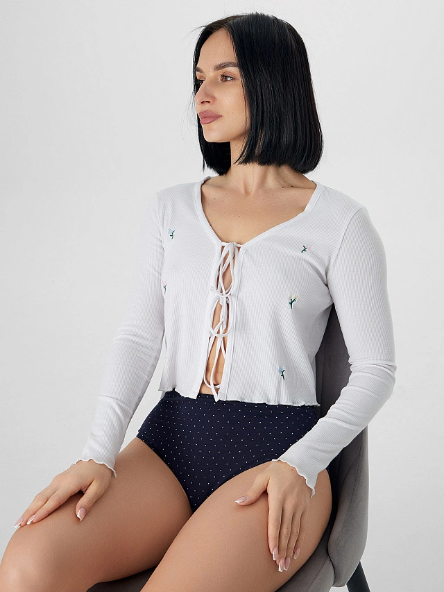 Трусы макси женские темно-синие в горошек - 7