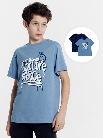 Футболка для мальчиков мультипак (2 шт.) в синем и графитовом цвете