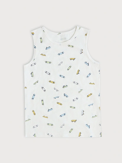 картинка Комплект для мальчиков (майка, трусы) бежево-молочный со скейтами  от магазина одежды для мальчиков от бренда Mark Formelle