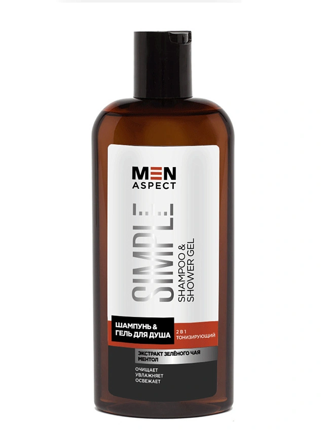 MEN ASPECT SIMPLE Шампунь & Гель для душа 2 в 1 Тонизирующий, 250 мл - 1
