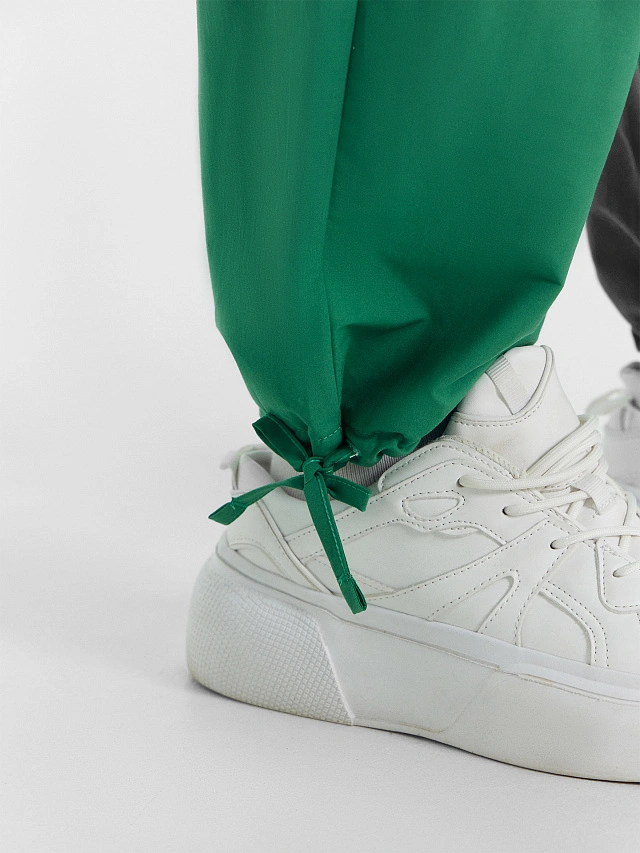 Брюки парашюты женские зеленые - 7