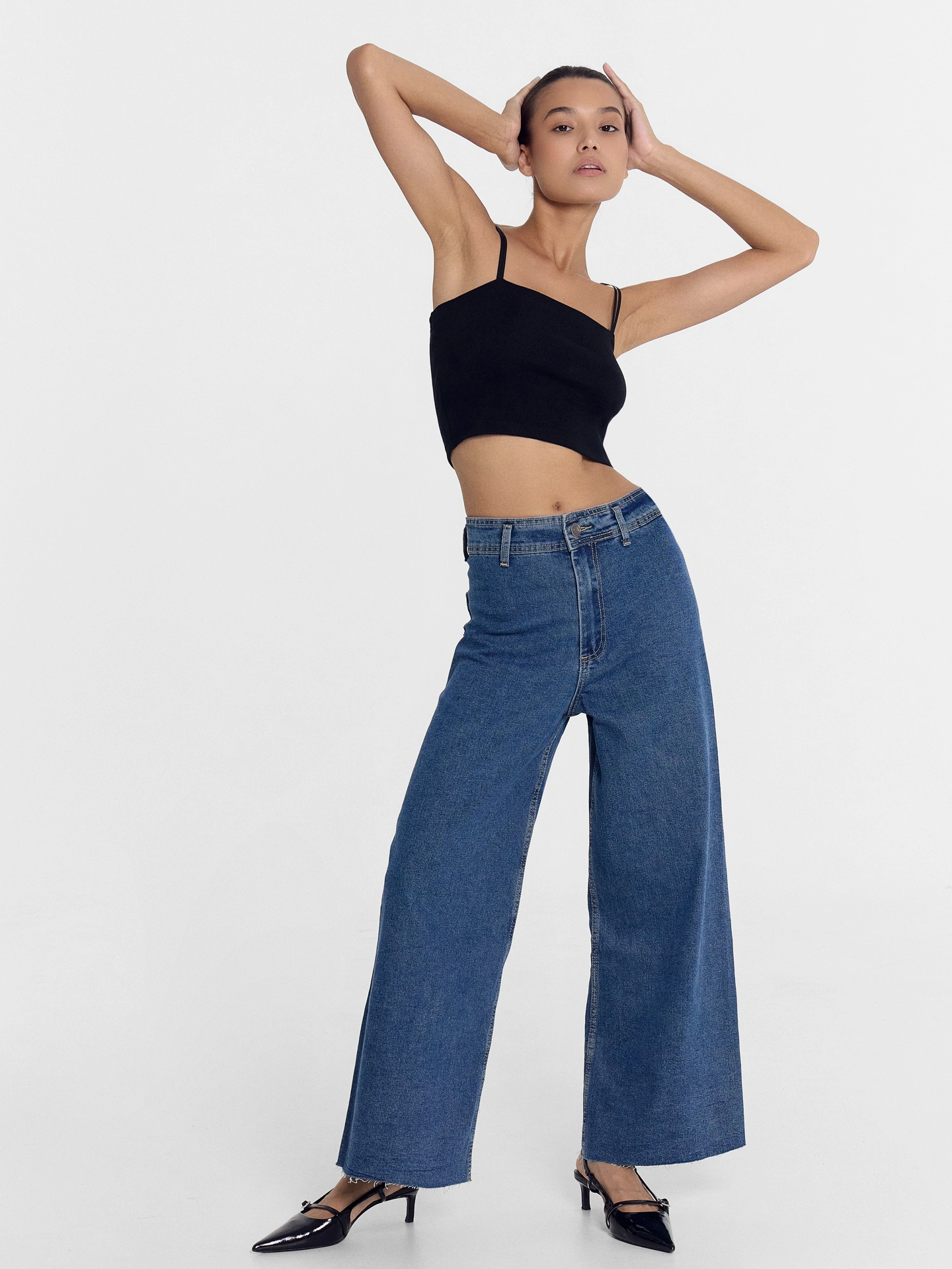 Джинсы женские wide leg синие