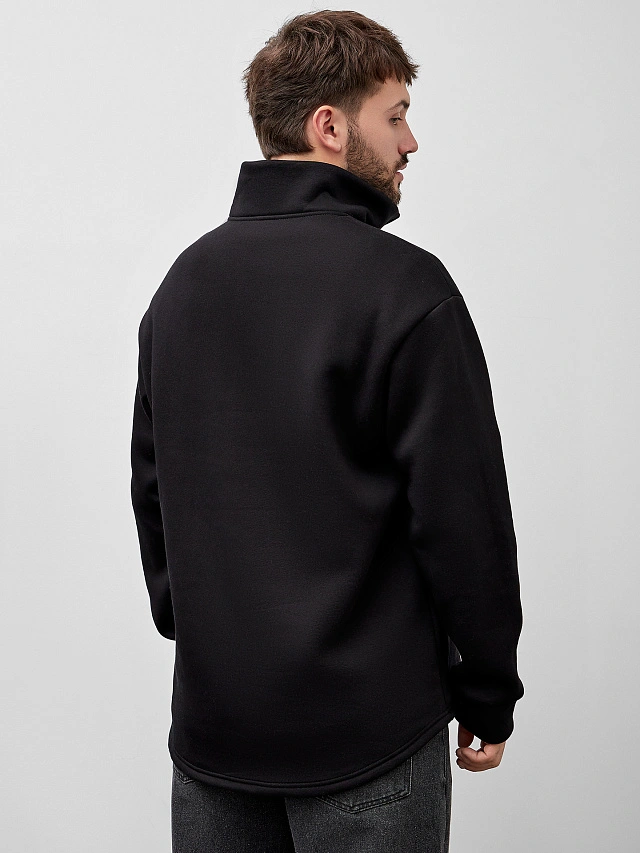 Свитшот мужской черный из футера с начесом - 4