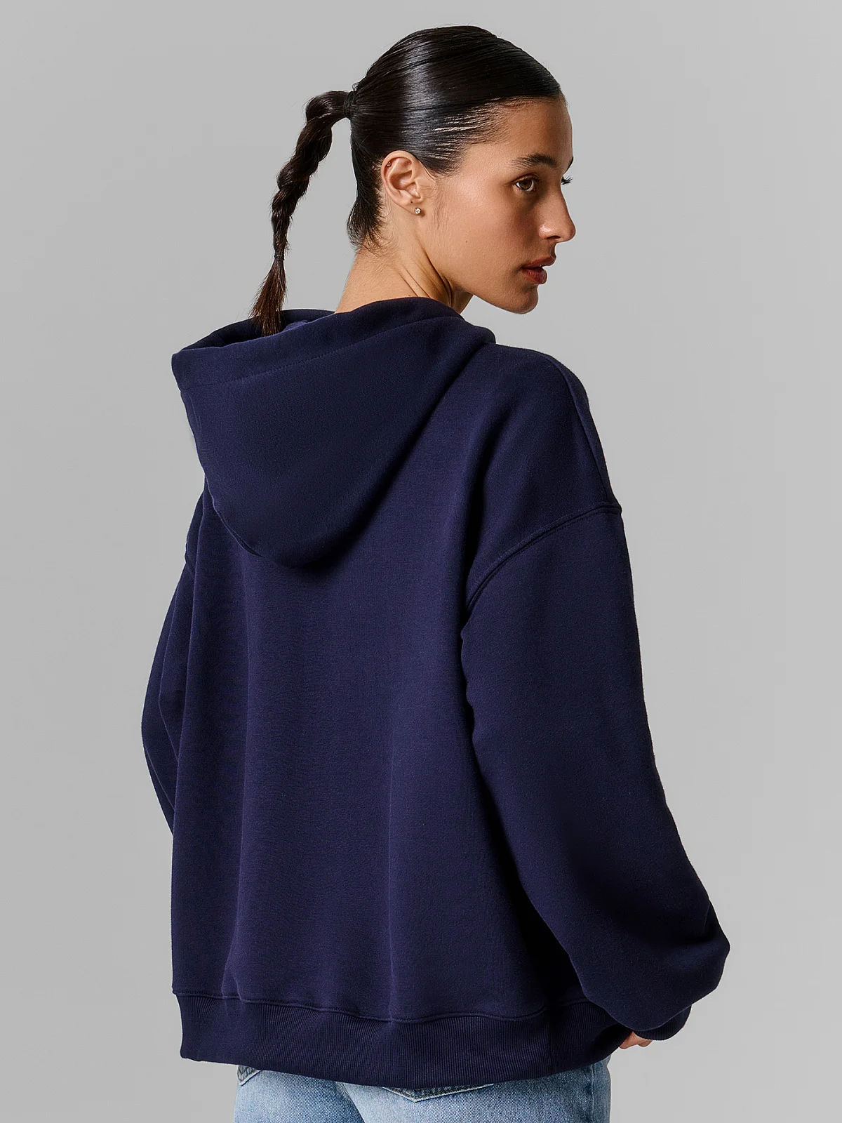 Толстовка женская синяя с капюшоном