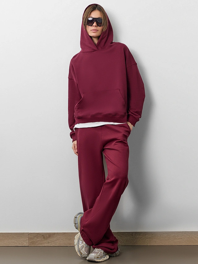 Брюки женские в винно-красном цвете - 14