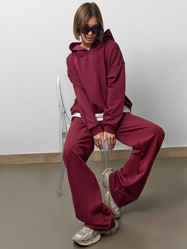 Брюки женские в винно-красном цвете - 15