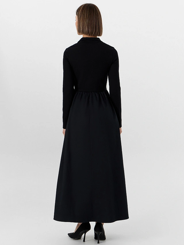 Платье женское черное из хлопка и вискозы - 3