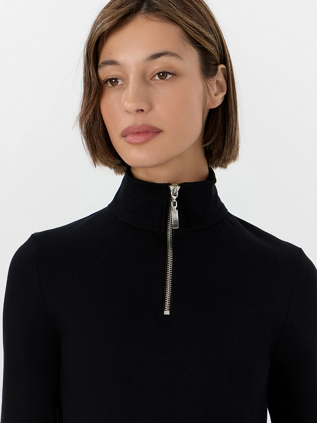 Платье женское черное из хлопка и вискозы - 4