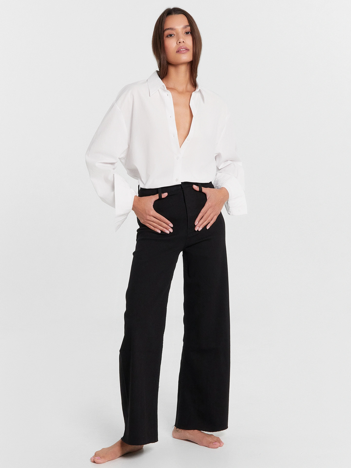 Джинсы женские wide leg fit черные