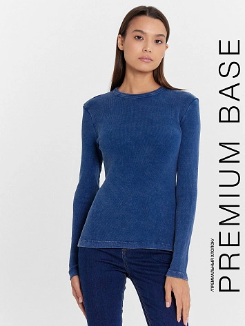 Джемпер женский глубокий синий с обработкой эйсид