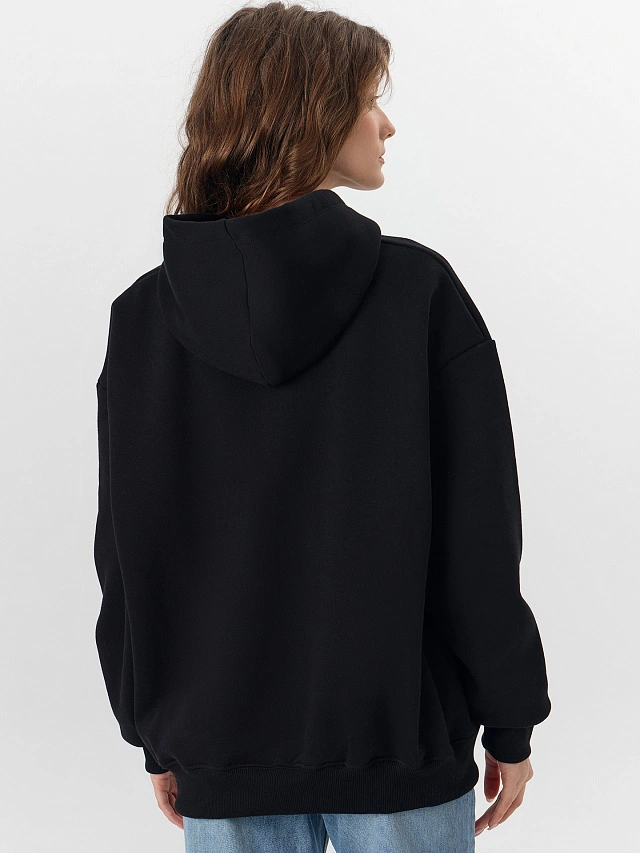 Теплое худи женское черное - 2