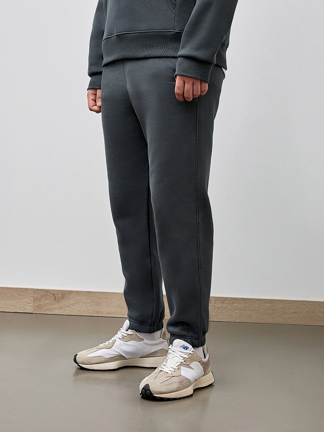 Теплый комплект мужской темно-зеленый из футера с начесом - 6