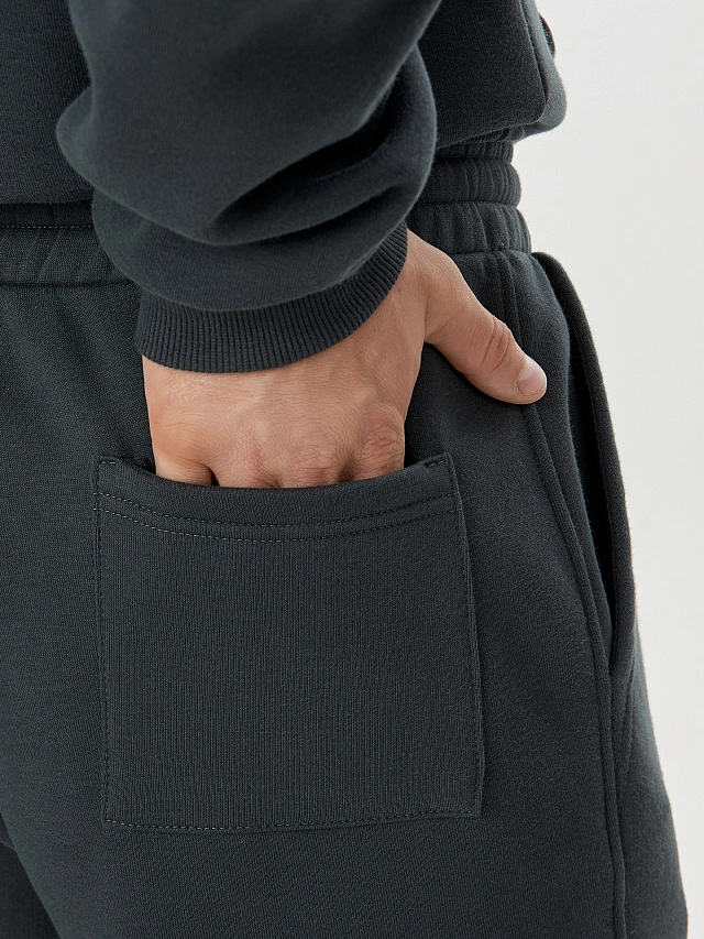 Теплый комплект мужской темно-зеленый из футера с начесом - 10