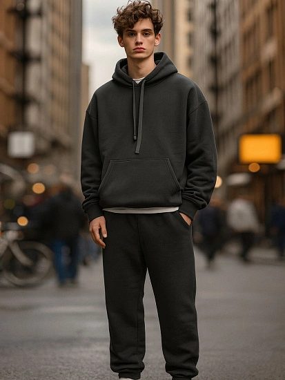 картинка Теплый комплект мужской темно-зеленый из футера с начесом от магазина мужской одежды Mark Formelle