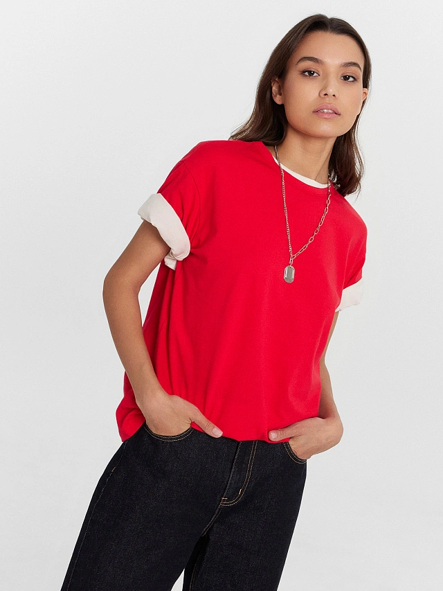 ФУТБОЛКА ЖЕНСКАЯ ОВЕРСАЙЗ КРАСНАЯ - 5