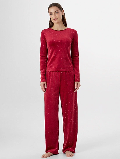 картинка Комплект домашний женский велюровый бордовый  от магазина стильной одежды Mark Formelle