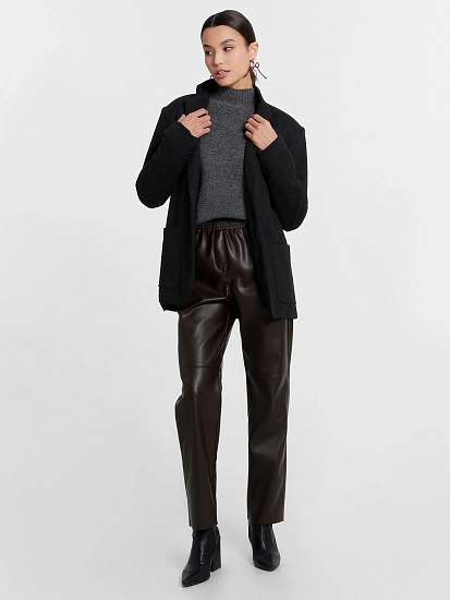 картинка Брюки женские кожаные темно-коричневые  от магазина стильной одежды Mark Formelle