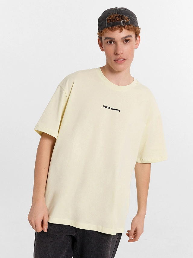 Футболка мужская желтая с надписью "never ending" - 6