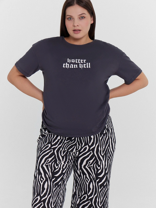 Пижама женская с принтом "hotter then hell" - 7