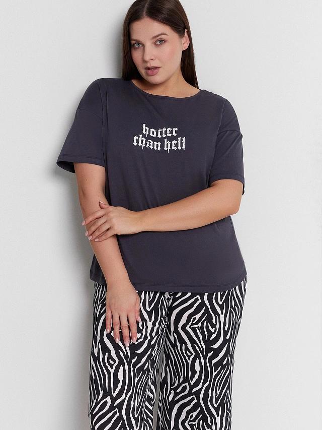 Пижама женская с принтом "hotter then hell" - 8