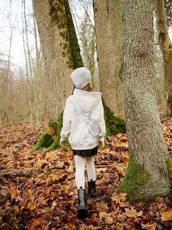 Худи для девочек серое с принтом "заповедный напев..."