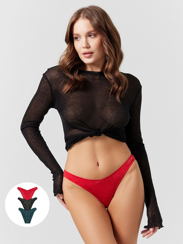 

Трусы слипы женские в наборе, 3 шт, Красный, 24-7.55-30445Ц-16