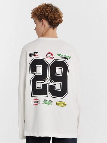 Лонгслив мужской белый "motor racing"